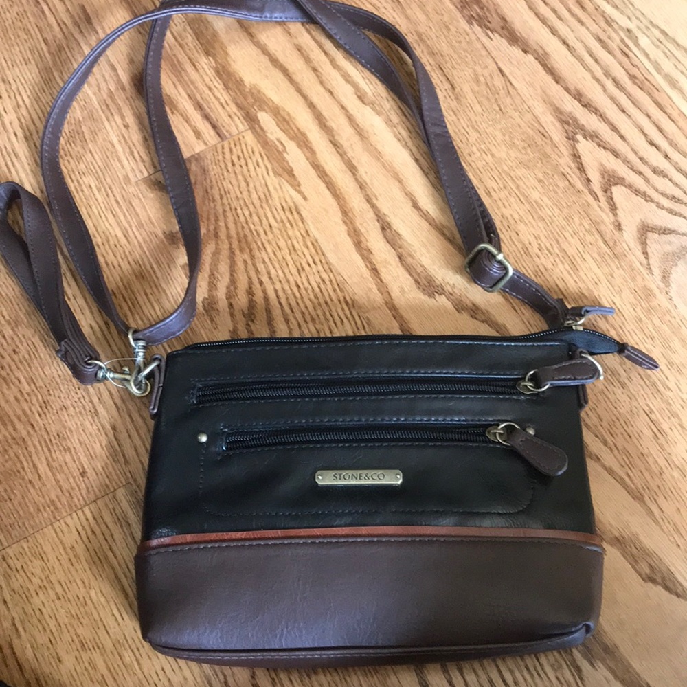Like new black and brown faux leather purse